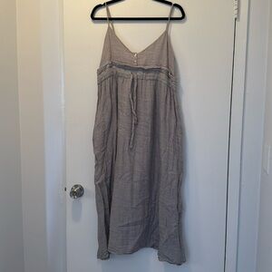 Mara Hoffman Grey and White Stripe Paperbag Dress